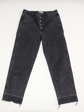 Madewell Women's High Rise Ankle Jeans Size 29 Black 26" Inseam Button Fly Denim